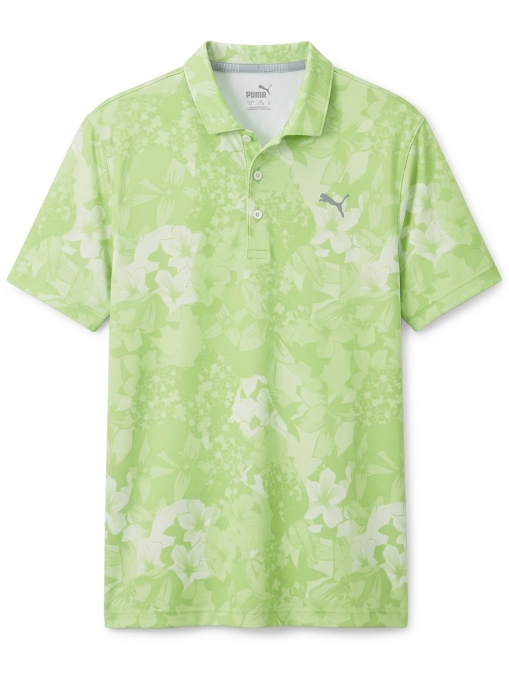 PUMA Boys Golf Short Sleeve Tonal Floral Performance Polo - Size Large
